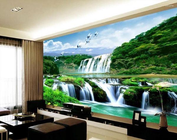 Sfondi decorazioni per la casa decalcomanie murali moderni soggiorno camera da letto paesaggio cascata 3d wallpaper 3d