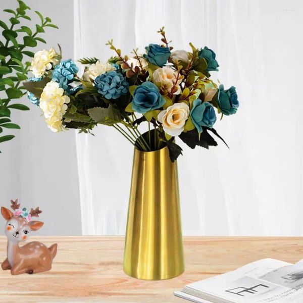 Vasen Blume Vase Glossy DIY -Kegelform Esstisch Golden Edelstahl Haushaltsdarstellungen