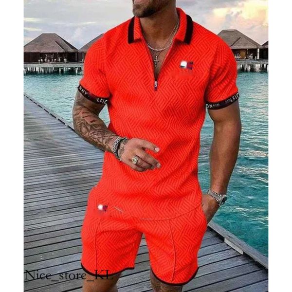 Tommmy Polo Mens Designer Tracksuits Plus Boyut 3xl Lüks İki Parça Set Marka Baskılı Kıyafetler Pamuk Karışımı Kısa Kollu Polo T-Shirt ve Şort Whie Foxx Hoodie 932