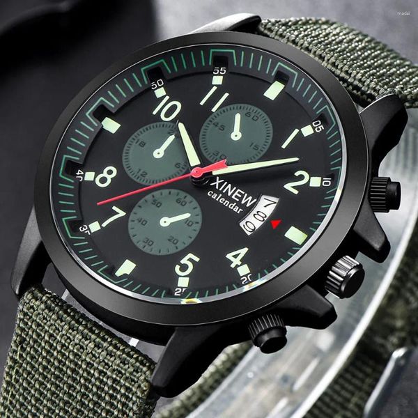 Orologi da polso uomini luminosi sport orologio militare resistente alla fascia di nylon band maschio esercito polso quarzo relogio maschilino