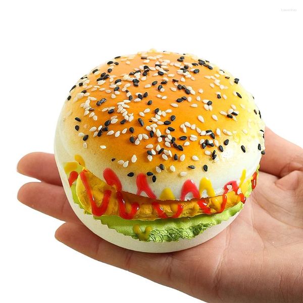 Fiori decorativi divertenti divertenti imulazioni 3d alimentare modello alimentare in PVC Sesamo hamburger ornamenti magnetici decorazioni mobili campioni
