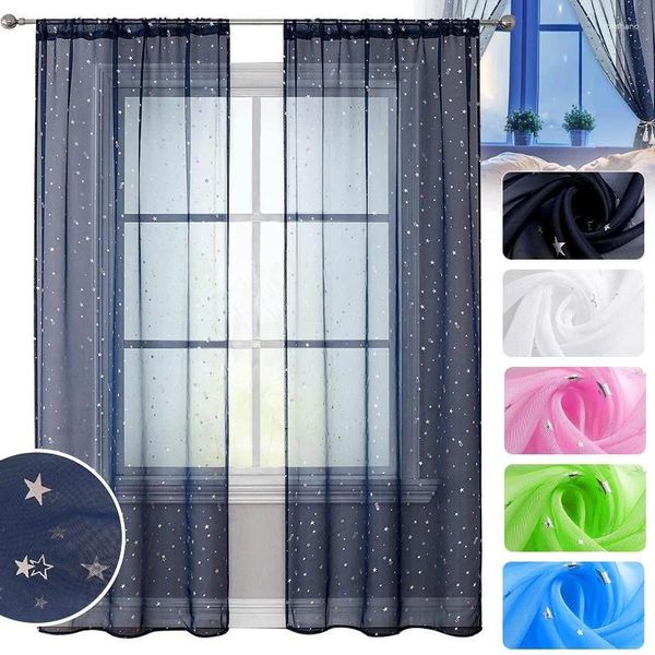 Tende da 1 pc 1 stelle pannelli tende per finestre trasparente tulle moderna per la camera da letto per bambini decorazione per la casa