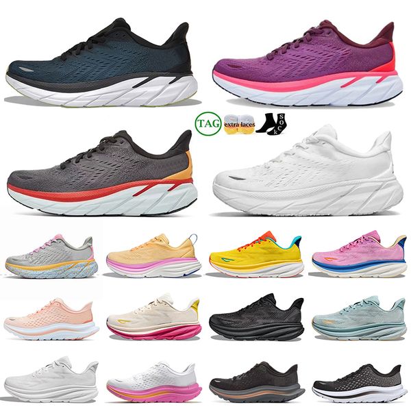 Clifton 9 8 Mulheres Mens Running Shoes One Bondi Carbon X2 Hot Coral Triple Black Branco Pink Orange Summer Song Song Seeweed Brown Sports Trainers Runners Sneakers