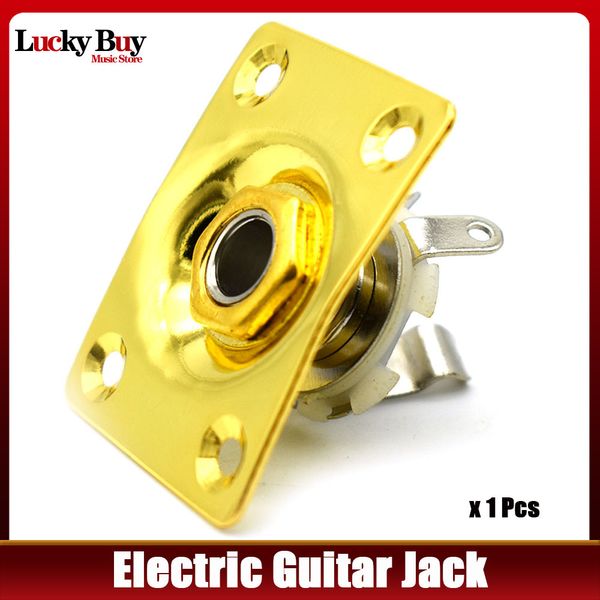 1pcs Rectanglen Style Jack Plate Guitar Bass Jack 1/4 Ingresso in uscita Jack per LP SG Electric Guitar Chrome Black Golden