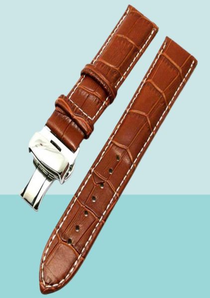 Braccialetti per orologi da polso per orologi da polso per orologi da polso in pelle marrone nera di alta qualità da 18 mm per push