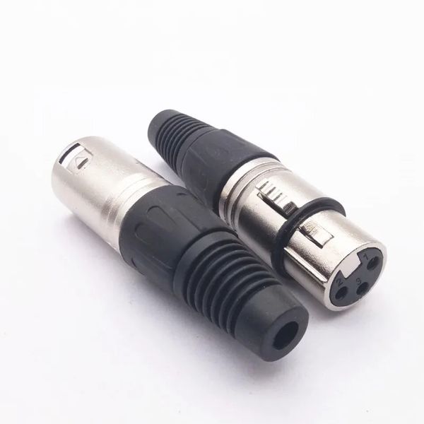 2024 3pin xlr microfone adaptador de áudio plug de 3 pinos xlr macho fêmea conector de canhão terminais para conector de solda de microfone para xlr