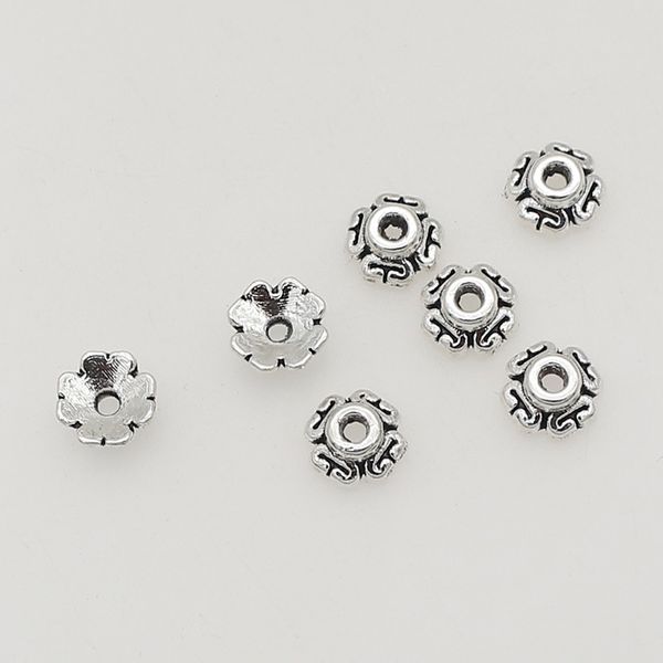 100pcs/lote vintage tigela de tigela geométrica Caps de contas de 6 mm de jóias artesanais Base de metal da base de metal receptáculo Brincos de braceletes diy