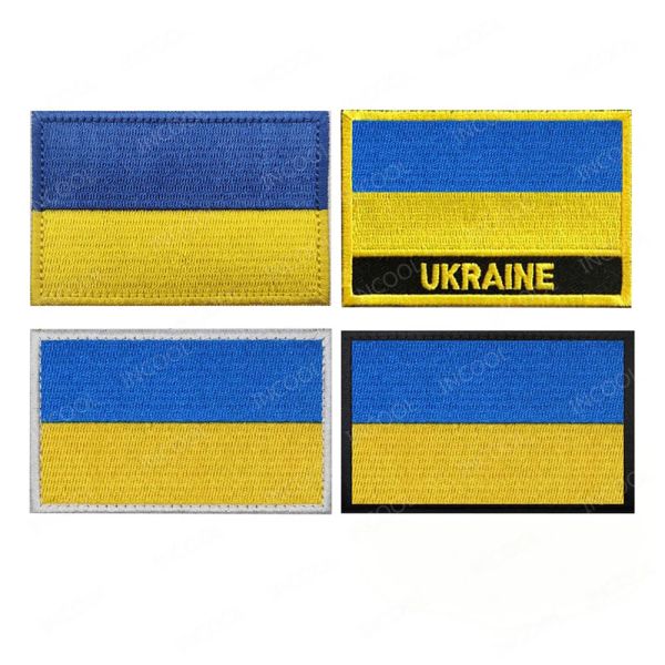 Bandiera ucraina ricamata in gomma 3d in gomma in PVC bandiere ucraino tattiche tattiche di cecchino militari Applicati Distintivi riflettenti Strip