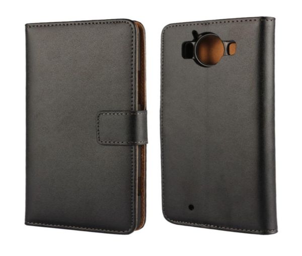 Ganze hochwertige echte Leder -Brieftaschenabdeckung für Microsoft Lumia 950 mit Buchständer und Kartenhalter Telefon Cover6511446