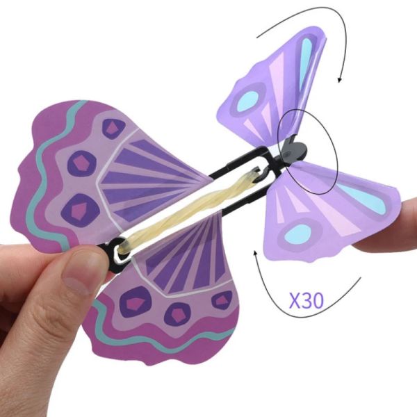 5pcs voando no livro Fairy Rubber Band Powered Wind Up Great Birthday Birthday Wedding Card Butterfly Card Toy Magic Toy