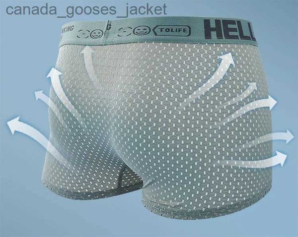 Underpants Herren U-förmige transparente Tasche Unterwäsche Jungen Ice Seidennetzkasten-Kurzfilme Jugend Mode kühlen losen und atmungsaktiv C240411