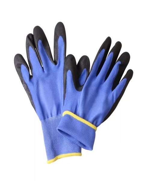 Ручные перчатки голубые полиэстер черные PU Works Workes Gloves Garden Glove OEM 13G2802372