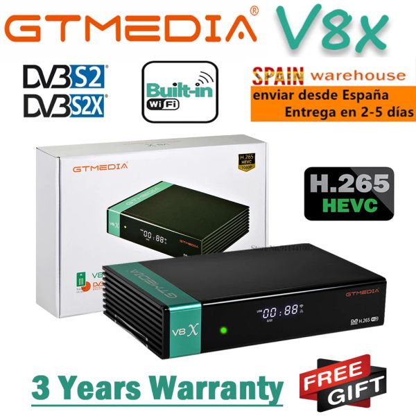 Finder Spain Warehouse GTMedia V8X H.265 DVBS/S2/S2X Receptor de satélite Atualize GTMedia V8 Nova V9 Prime Bulitin WiFi Full HD Box Box Box Box Box de gordura