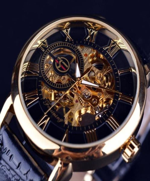 Forsining 3D Logo Graving Watches Men Top Brand Luxury Gold Watch Men Skeleton Mechanical Watch Relogio Masculino Clock Men7954372