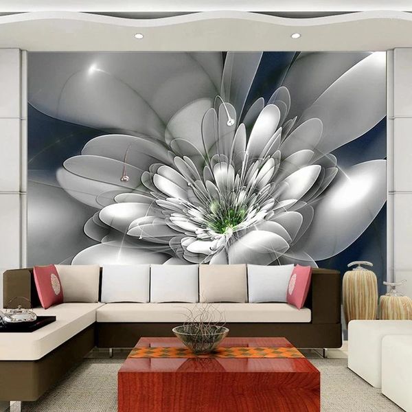 Hintergrundbilder moderne Mode kreative abstrakte transparente Blumen Wohnzimmer TV Hintergrund Wand Tapete Custom Mural wasserdicht