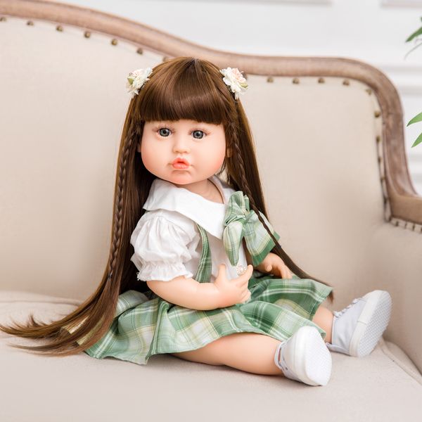 Keiiumi 55 cm Anime Girl a lunghi capelli Silicone Reborn Baby Doll Toys Gifts per la giornata per bambini