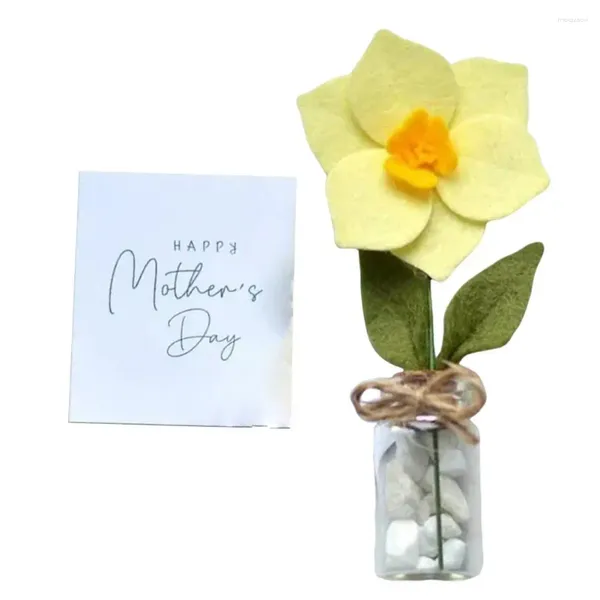 Dekoratif çiçekler doğal keçe çiçek güzelliği el yapımı DIY el sanatları için Set Anneler Günü Hediye Düğün Mini Karanfil Ayçiçeği