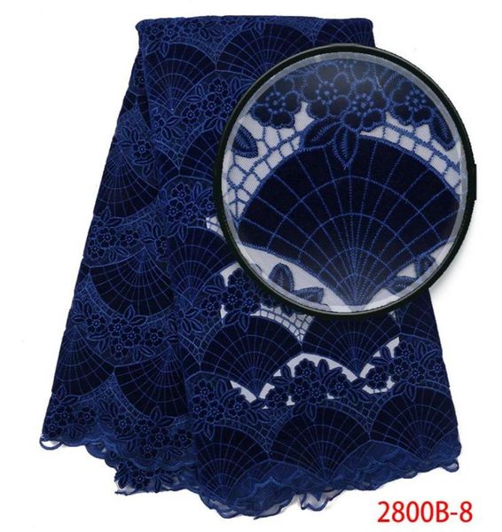 Ribbon Hochqualität afrikanische Samt Spitze Stoff Neueste Stil Royal Blue Tulle Nigerian Schnürsenkel Stoffe KS2800B85911394