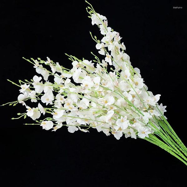 Fiori decorativi 5/10 pezzi/bouquet orchidea artificiale fiore bianco fiore finto percorso per matrimoni fai -da -te home office accessori vaso