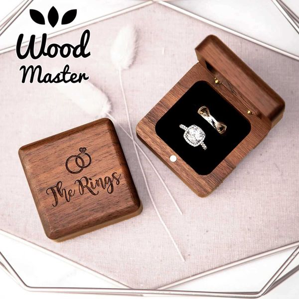 Коробка для ювелирных изделий Персонализированная коробка для обручального кольца индивидуальная деревянная годовщина подарки для обручального кольца на верховой площадке для вырезанного кольца ящик с кольцом