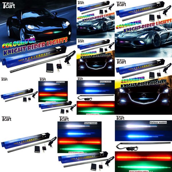 TCART -Autozubehör 147Model wasserdicht 54 cm 48LED RGB High -Power -LED -Ritter -Fahrer -Lichter mit drahtloser Fernbedienung