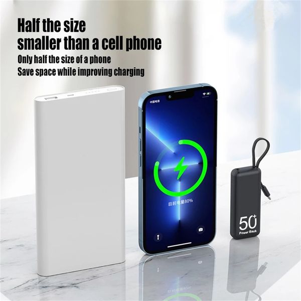 5000mah Super Mini Power Case Bank gebautes Kabel für iPhone Samsung Xiaomi Huawei Oppo OnePlus Batterie Ladegerät Case Pack Powerbank