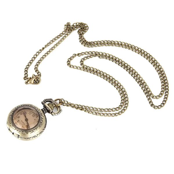 Mode Männer Frauen Vintage Quarz Pocket Watch Wurloy Glass Dome Halskette Anhänger Unisex Pullover Kette Uhr Geschenke Xin 240327