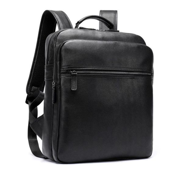 Luuafn Classic Design Backpack de negócios de laptop preto de homens de couro genuíno com conector de cabo USB Men Daypack3025244