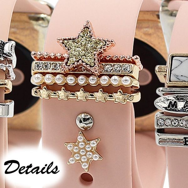 Metal Star Dragonfly Декоративное кольцо для Apple Watch Band Band Ornament Smart Watch Silicone Bess Accessories для iWatch