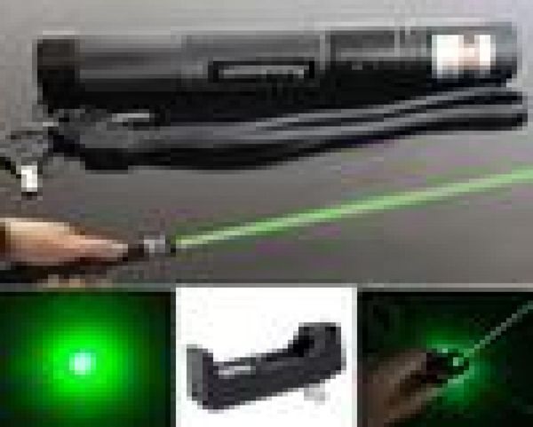10mile askeri yeşil lazer işaretçi kalem astronomi 532nm Güçlü kedi oyuncak ayarlanabilir odak 18650 Batterycharger3010501