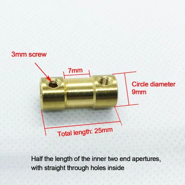 2/2,3mm 1 PC Brass Brass rígida Acoplamento hexagonal Motor de acoplador do eixo Motor de acoplador de acoplador para RC Carro Robot Smart Car Smart Car