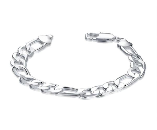 925 Bracelet серебряной цепи, мужчины, 10 мм 8 дюймов, цепь фигаро 10 шт.