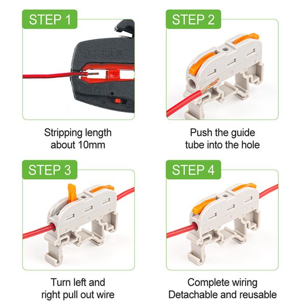 5/10pcs DIN Terminal Terminal Bloco conector 211 Condutor de splicing de fios rápidos condutores de cabo rápido Condutor de conector de cabo