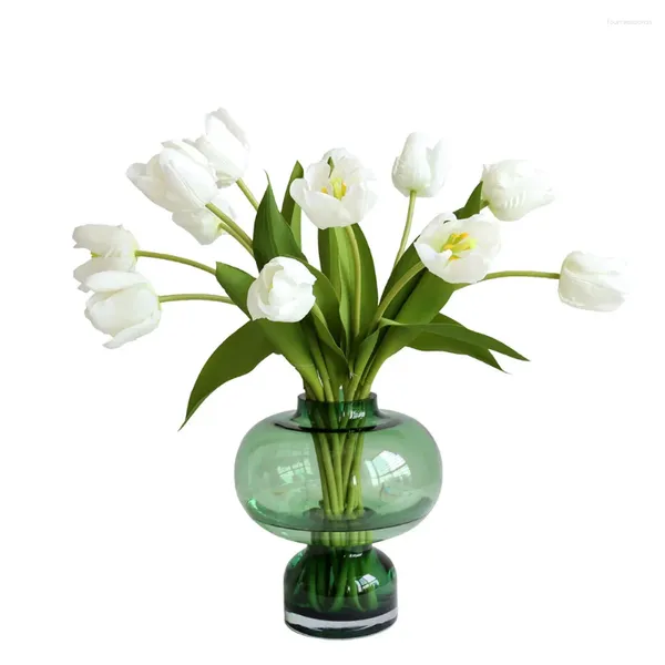 Flores decorativas de 50cm hidratante tulipa 5 ramificação decoração artificial decoração de casa de luxo Simulação de luxo Sala de estar de seda buquê de seda