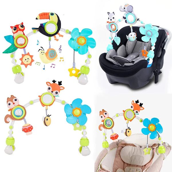 Baby Stroller Arch Toys Toys Musical Rattle Sensory Toy com Teether Crib Pram