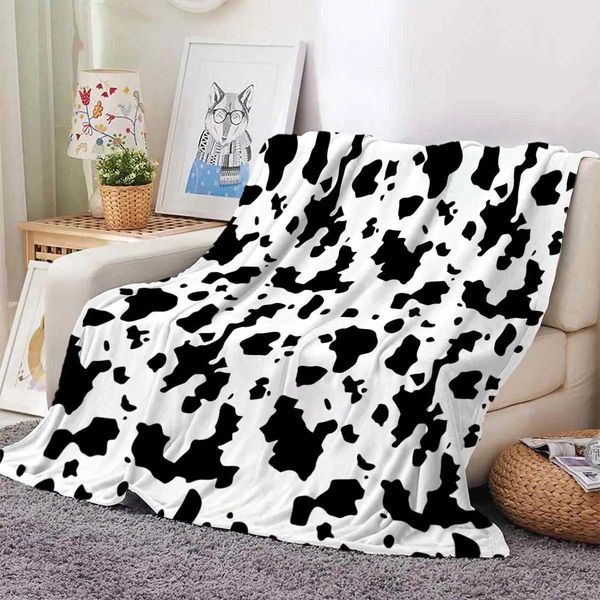 Одеяла коровь шаблон двухсторонняя печатная плана фланелевая одеяло офис.