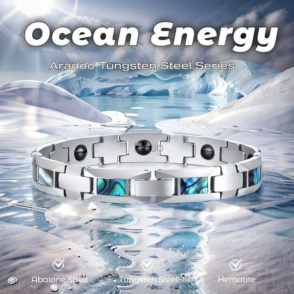 Bracciale ad aradoo tungsteno bracciale in acciaio abalone di energia ocean ematite mens braccialetti in titanio 24411