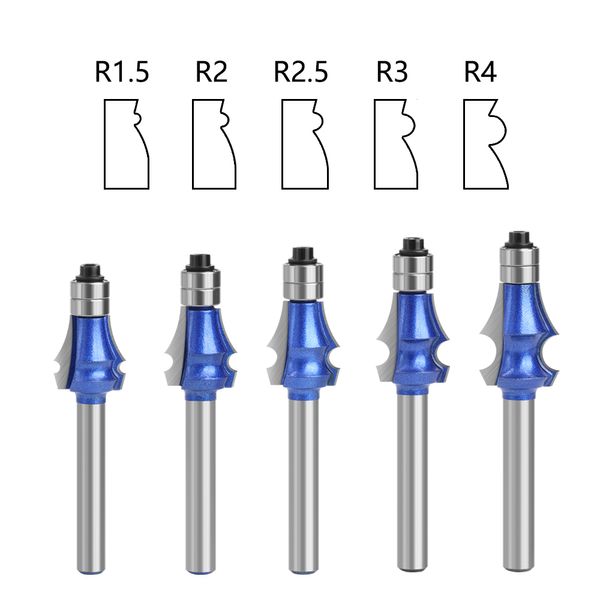 Lavie 8mm 5pcs Zeichnungslinie Router Bit Set für Holzbearbeitung hochwertiger Wolfram-Carbid-Fräser H08092T5