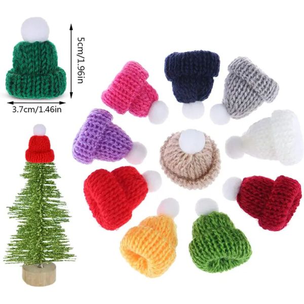 10/20pcs mini Noel Örgü Şapkalar El Sanatları Örme Şapkalar Bebek Şapkası Noel Ağacı Süsleri Şapkalar İçin DIY El Sanatları Aksesuarları