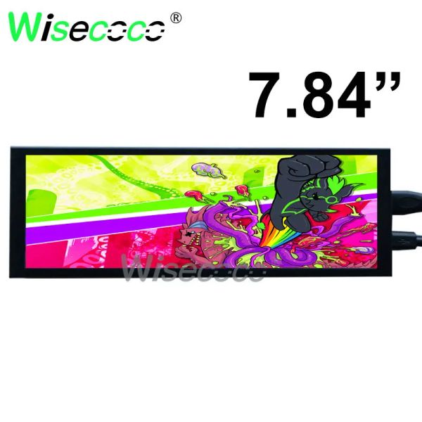 Monitores wisecoco 7,84 polegadas 1280x400 monitor LCD Monitor de barras esticadas AIDA64 Laptop Raspberry Pi Long Strip Secundário Monitor