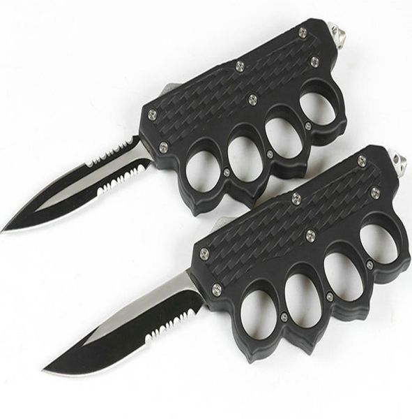 Knuckle Knuckle Auto Tactical Knife 440c Double Ações de borda serrilhada Blade EDC Pocket Gift Knives com Nylon Bag8328127