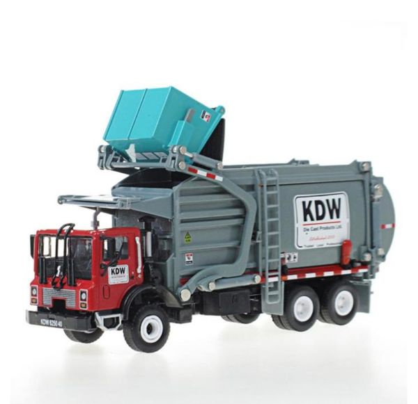 KDW Diecast Alloy Sanitation Veículo Modelo de Toy Toy Garbage Truck 124 Escala Ornamento de Natal Garoto de Aniversário Garote Coleção68483650