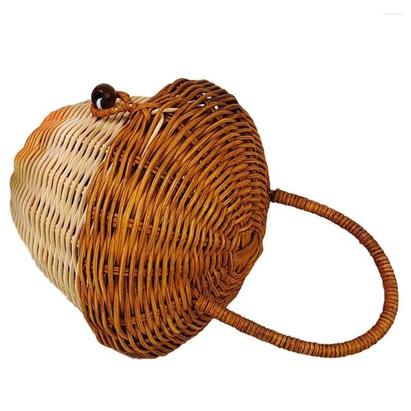 Aufbewahrungstaschen Hand Acorn Bag Korb gewebt gewebt kleiner Rattan Griff Messenger Blumenmädchen Körbe Hochzeit