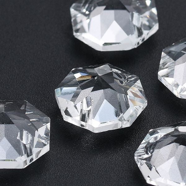 10pc 14/20mm de diamante transparente diamante octogonal contas facetadas prisma vidro cristal guirlanda cortina sol suprimento de jóias