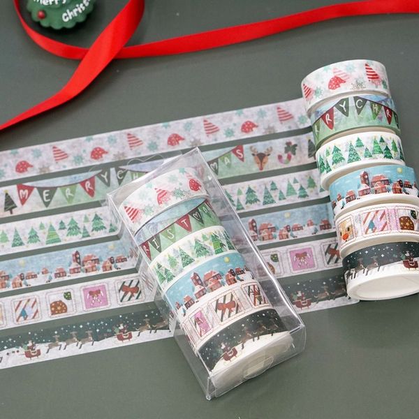 6шт/сет Счастливого Рождества Washi ленточная коробка, насыщенная праздничная подарка, декоративный альбом DIY Маска