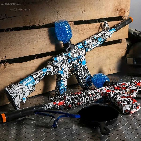 Песчаная игра вода Fun 2024 Электрический AKM/M4 Splatter Gel Bare Pun с водными бусинами Goggles Toy Gun для открытых мероприятий стрельба из игры для взрослых детей L47