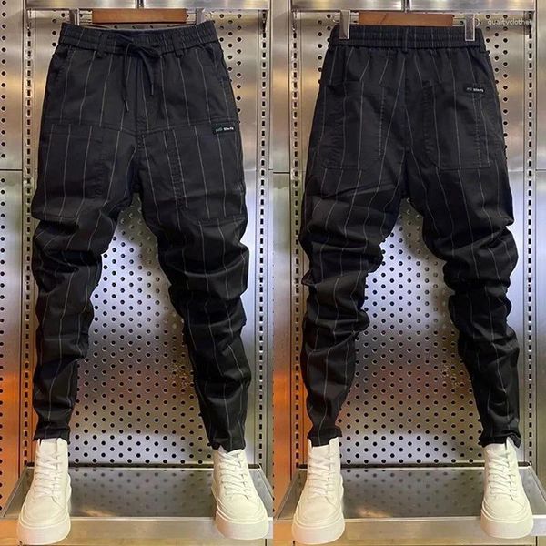 Erkekler Pantolon Sıradan Çizgili Moda Sokak Giyim Açık Jogger Swearpants Yaz İnce Sıkı Pantolon Giysileri Z98
