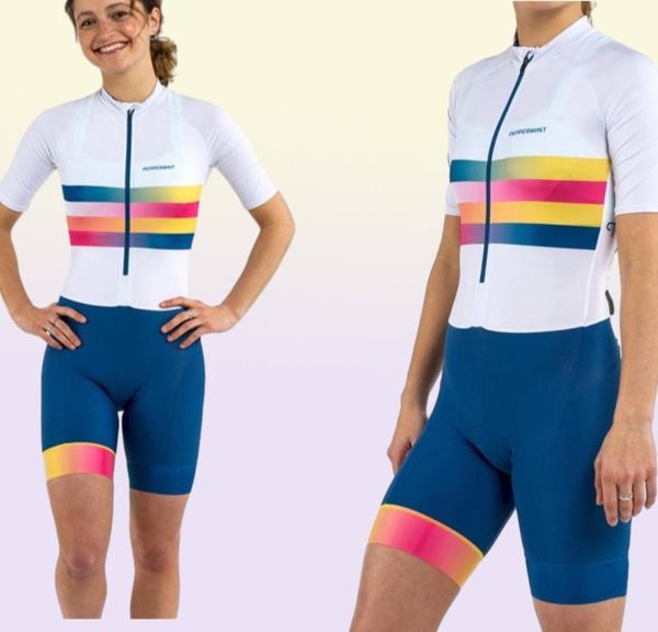 Conjuntos de corridas de ppppermint bicicleta rodoviária tempestade lspuit skinsuit de verão feminino de manga longa mano de macacão curto