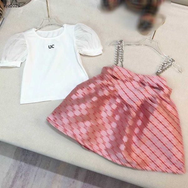 Moda Baby Tracksuits Girls Dress Ter Suit Kids Designer Roupas Tamanho 100-150 cm Camiseta de mangas curtas e vestido de camisola 24April
