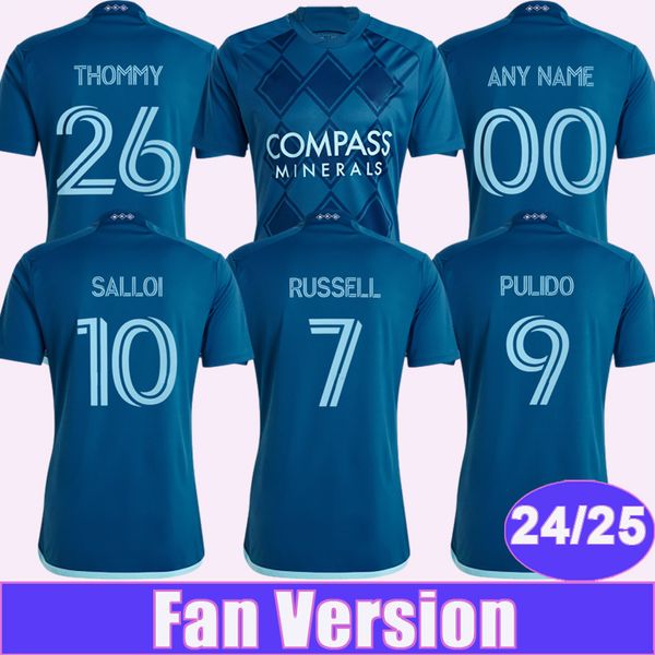 24 25 Sporting Kansas Mens Soccer Jerseys Pulido Gerso Salloi Thommy Away футбольная рубашка с коротким рукавом для взрослых